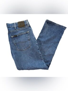 Lee Regular Fit Jeans Men's 34 x 29 Blue Denim Medium Wash Straight Y2K Grunge